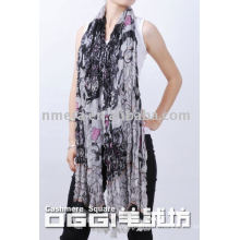 Latest long scarves, ladies' printed mercerized wool scarf